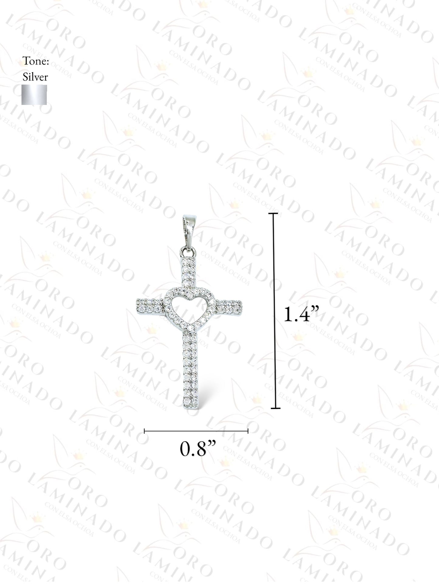 High Quality Silver Heart-Cross Pendant G393