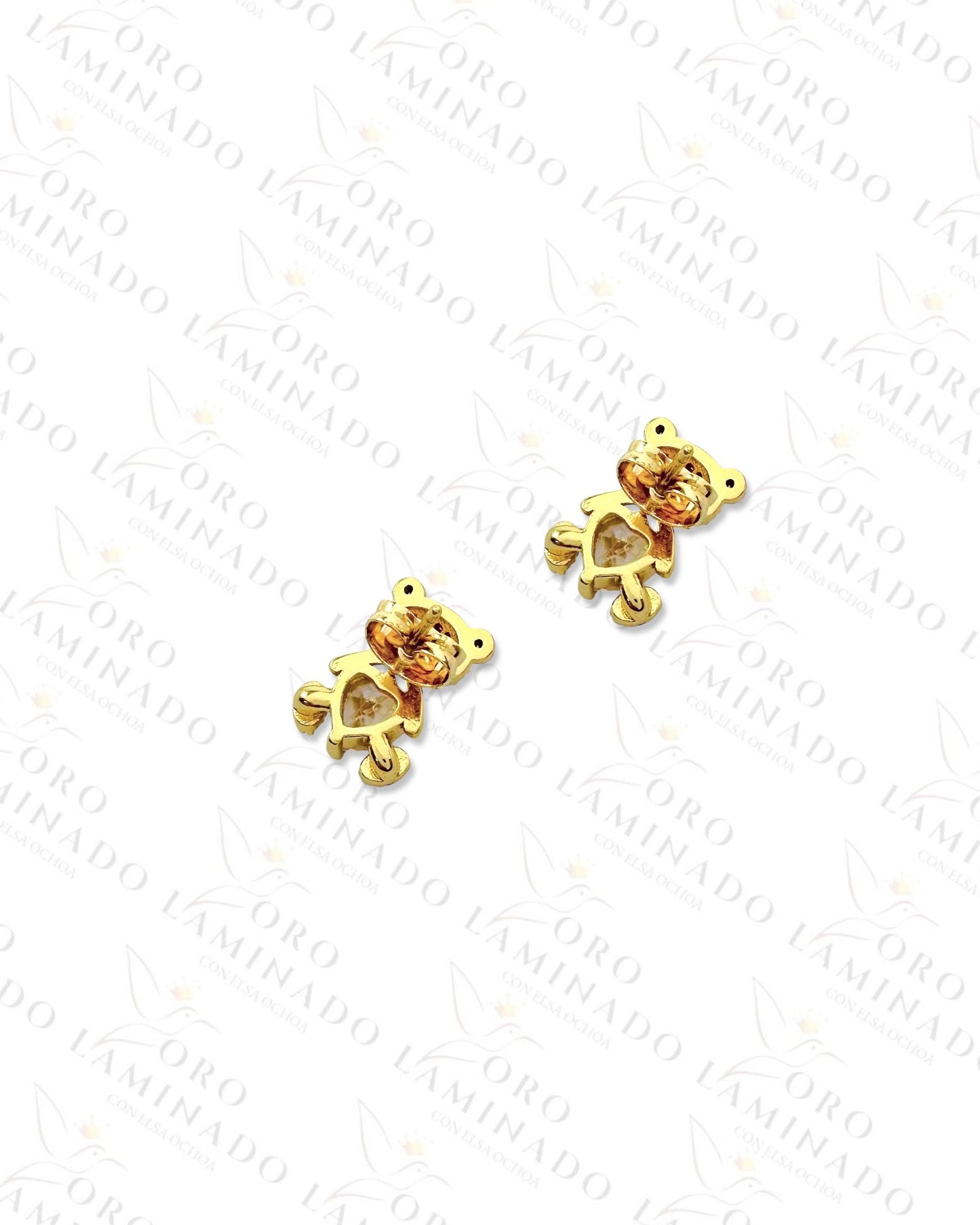 Gold Filled Crystal Heart Teddy Bear Earrings G318