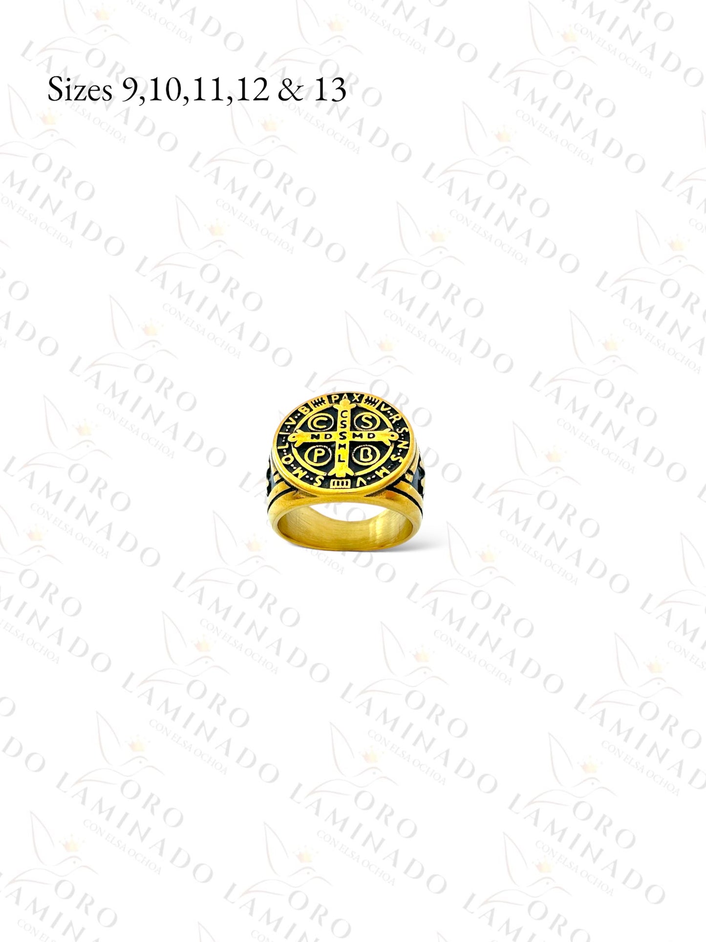 Stainless Steel Saint Benedict Gold Man Ring R300