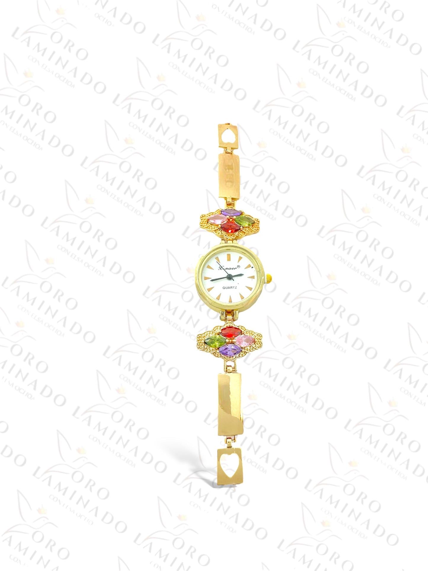 Gold Filled Multi-Color Flower Watch Bracelet