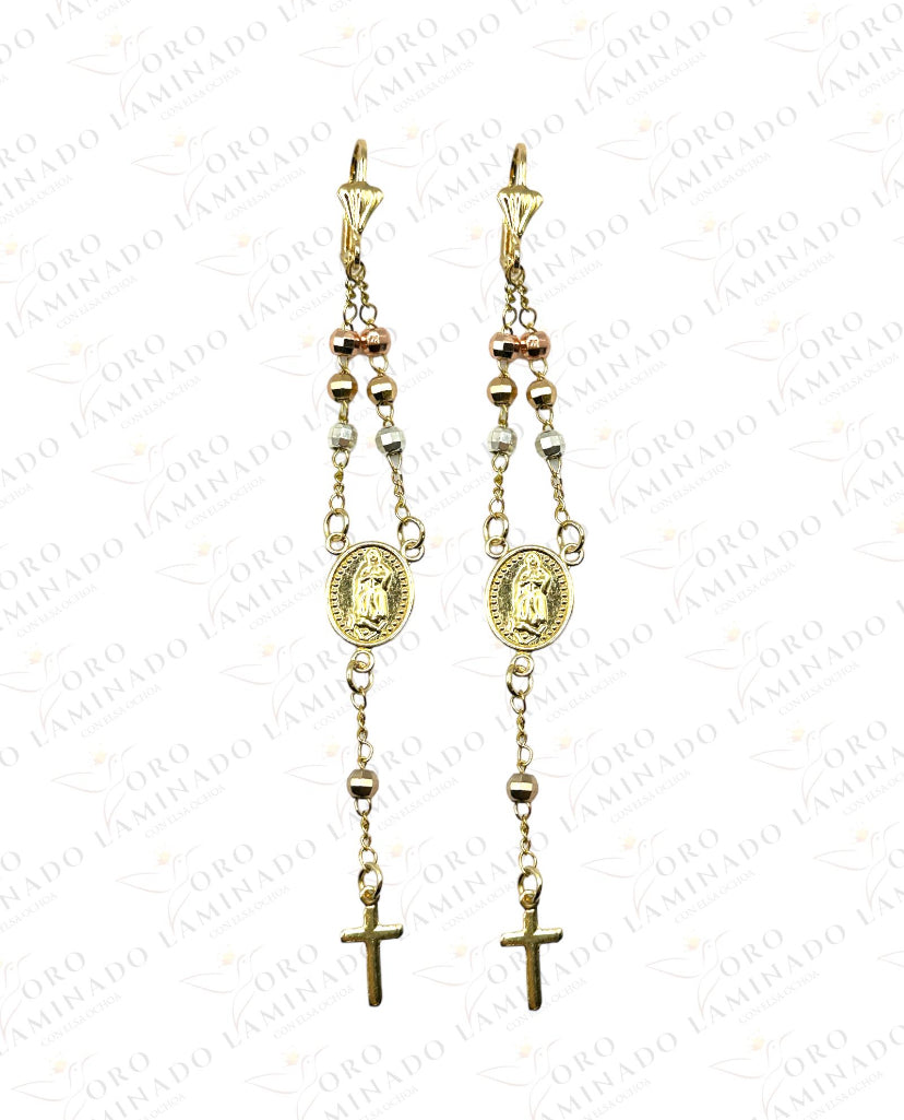 Virgen Mary Three Tones Earrings R1