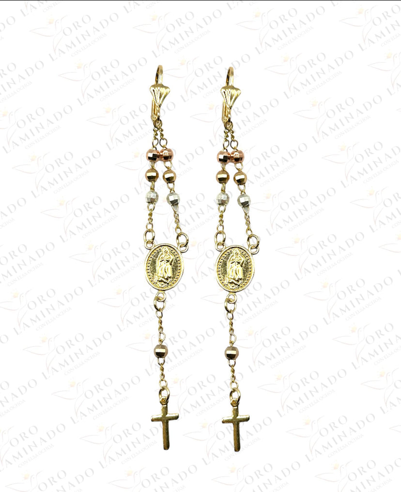 Virgen Mary Three Tones Earrings R1