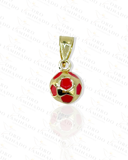Kids Red and Gold Soccer Ball Pendant R109