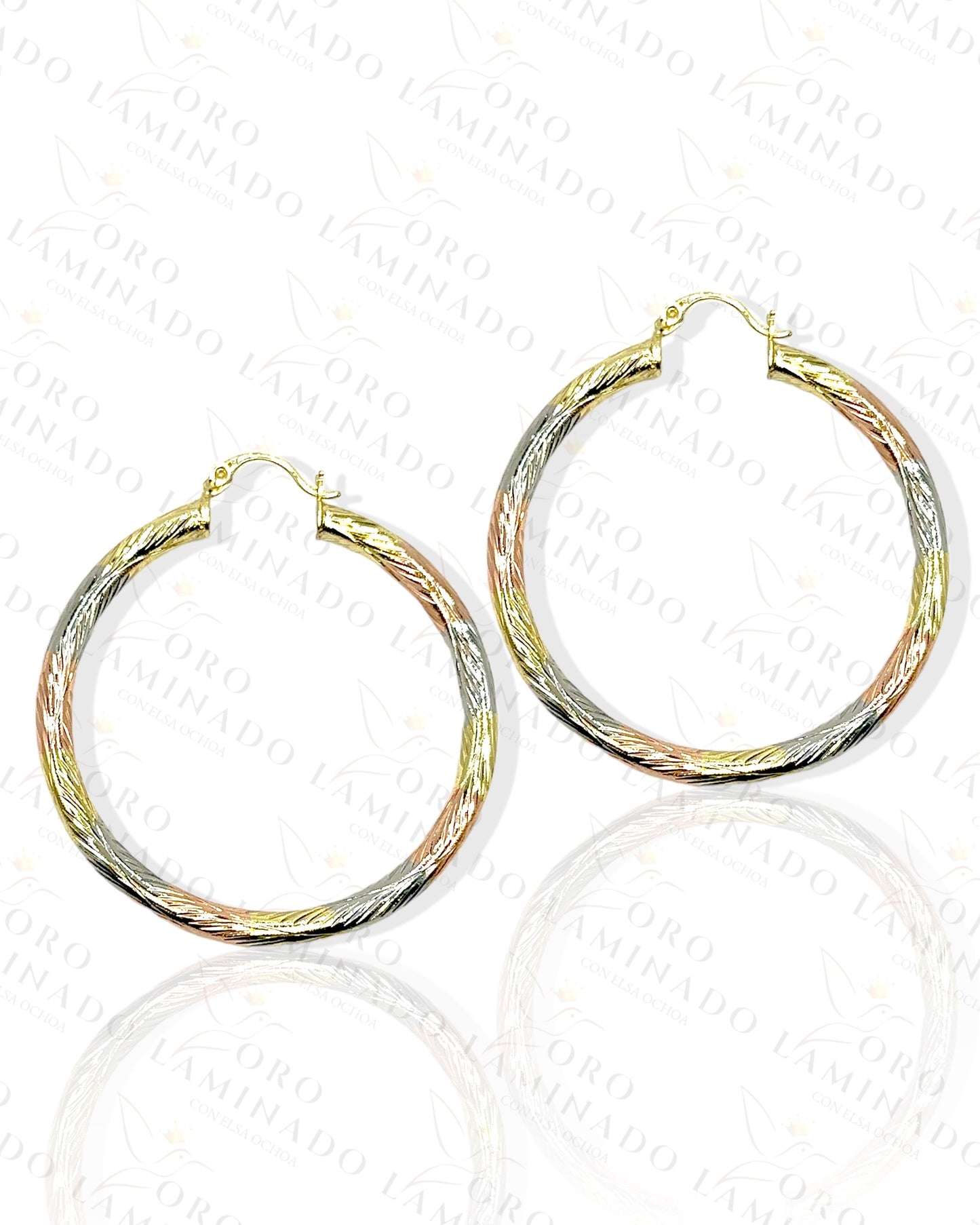 Large High Quality Three Toned Hoop Earrings C234