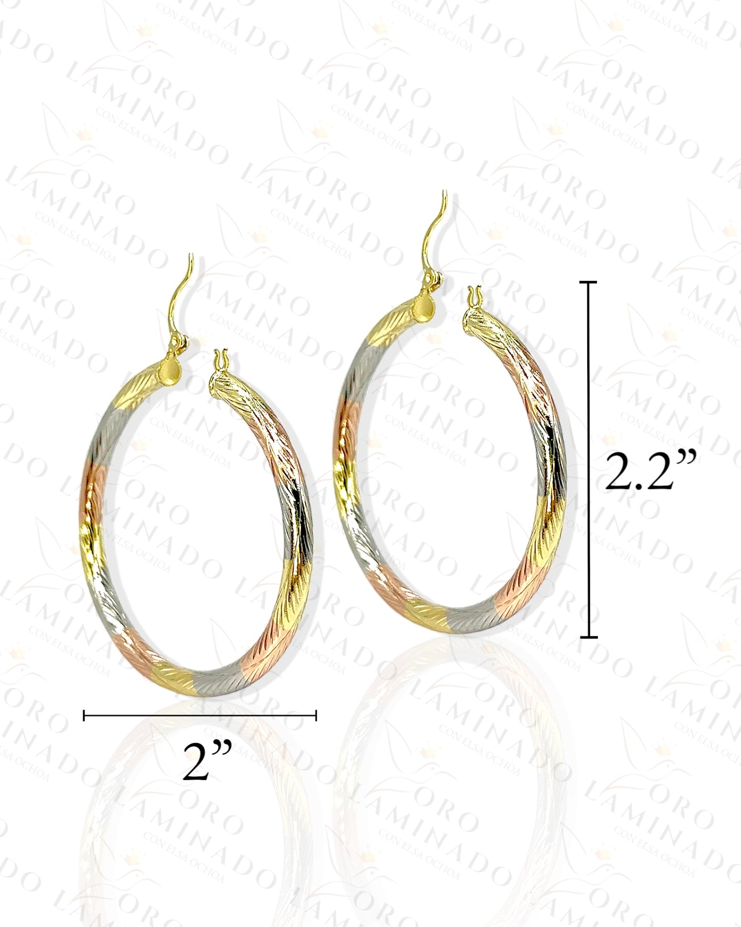 Large High Quality Three Toned Hoop Earrings C234