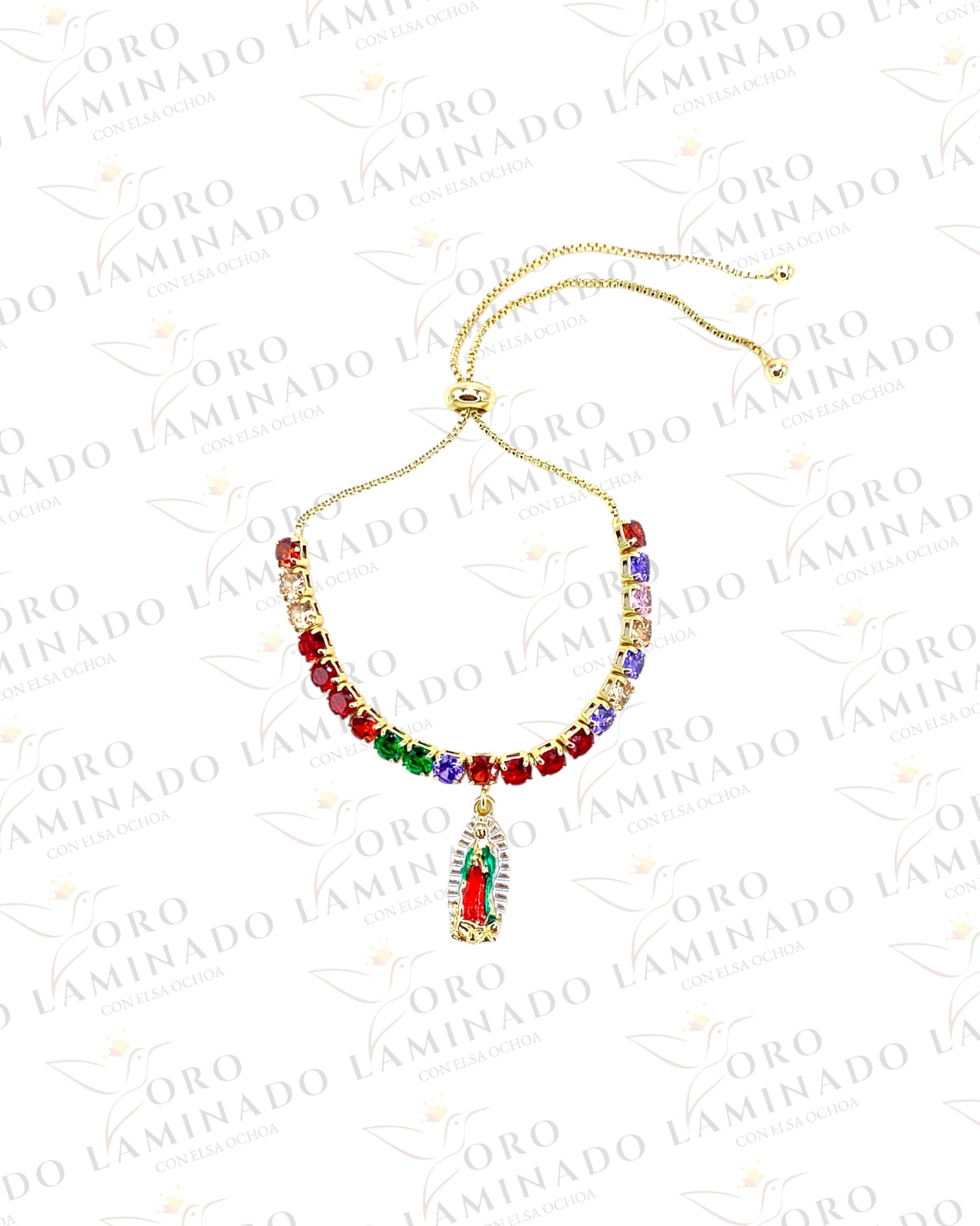 Adjustable Rainbow Virgen de Guadalupe Bracelet Y34