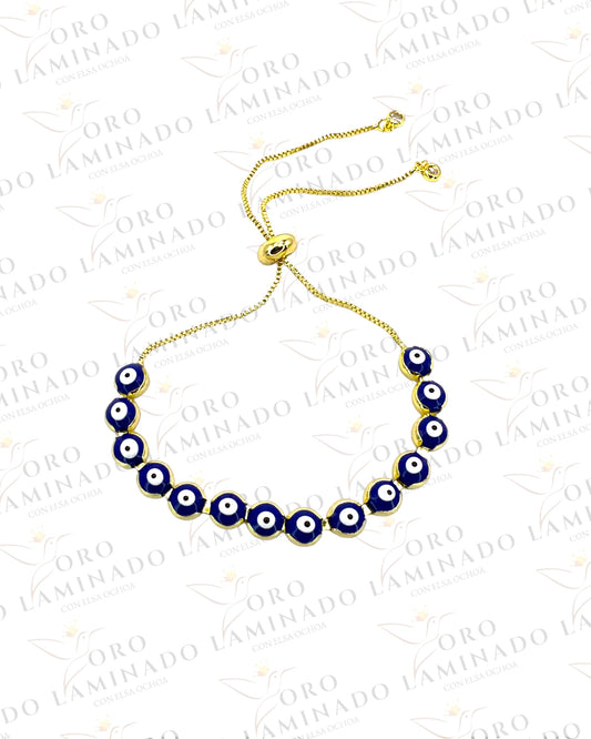 Adjustable Blue and Gold Evil Eye Bracelet Y3