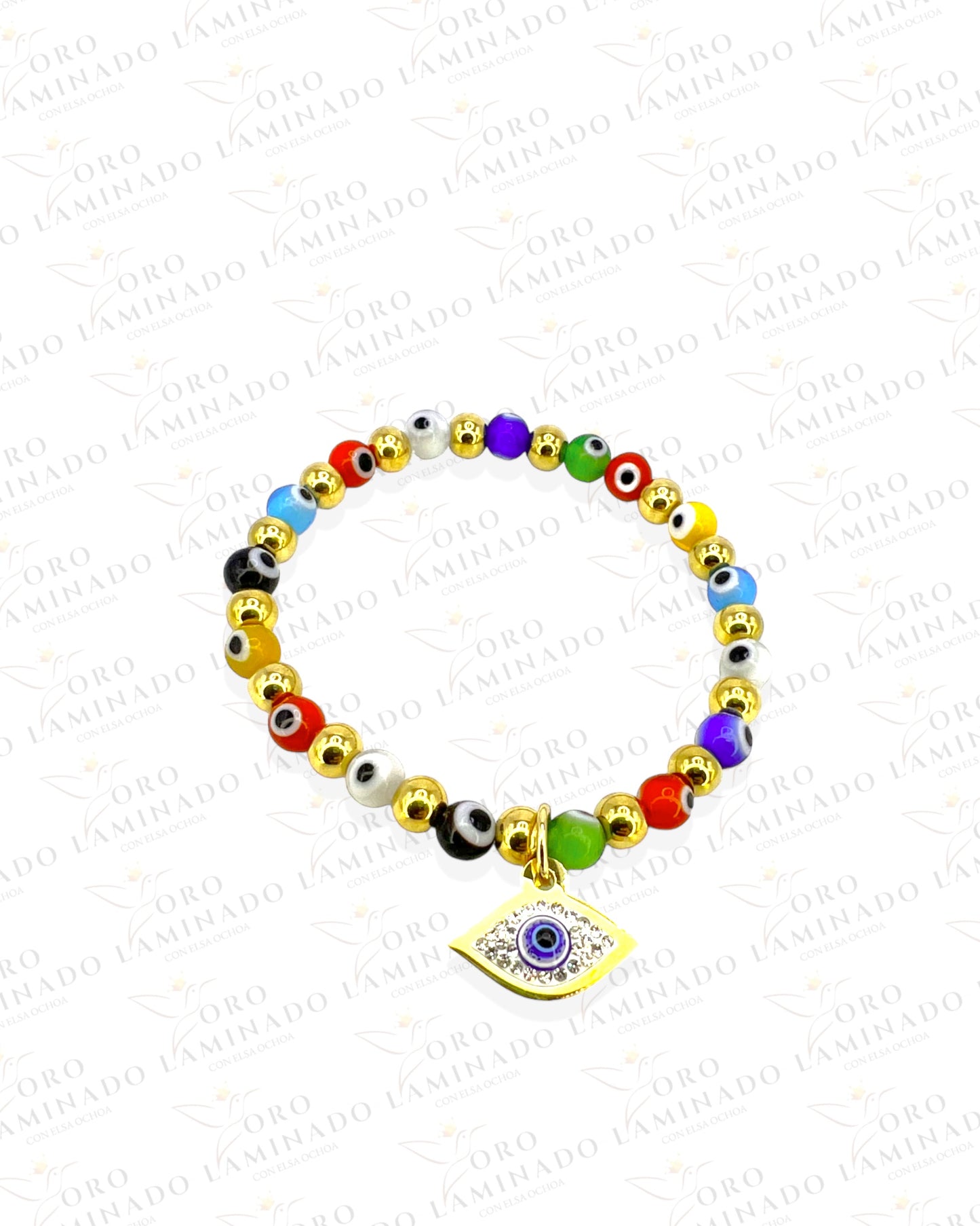 Rainbow Stretch Evil Eye Bracelet Y73