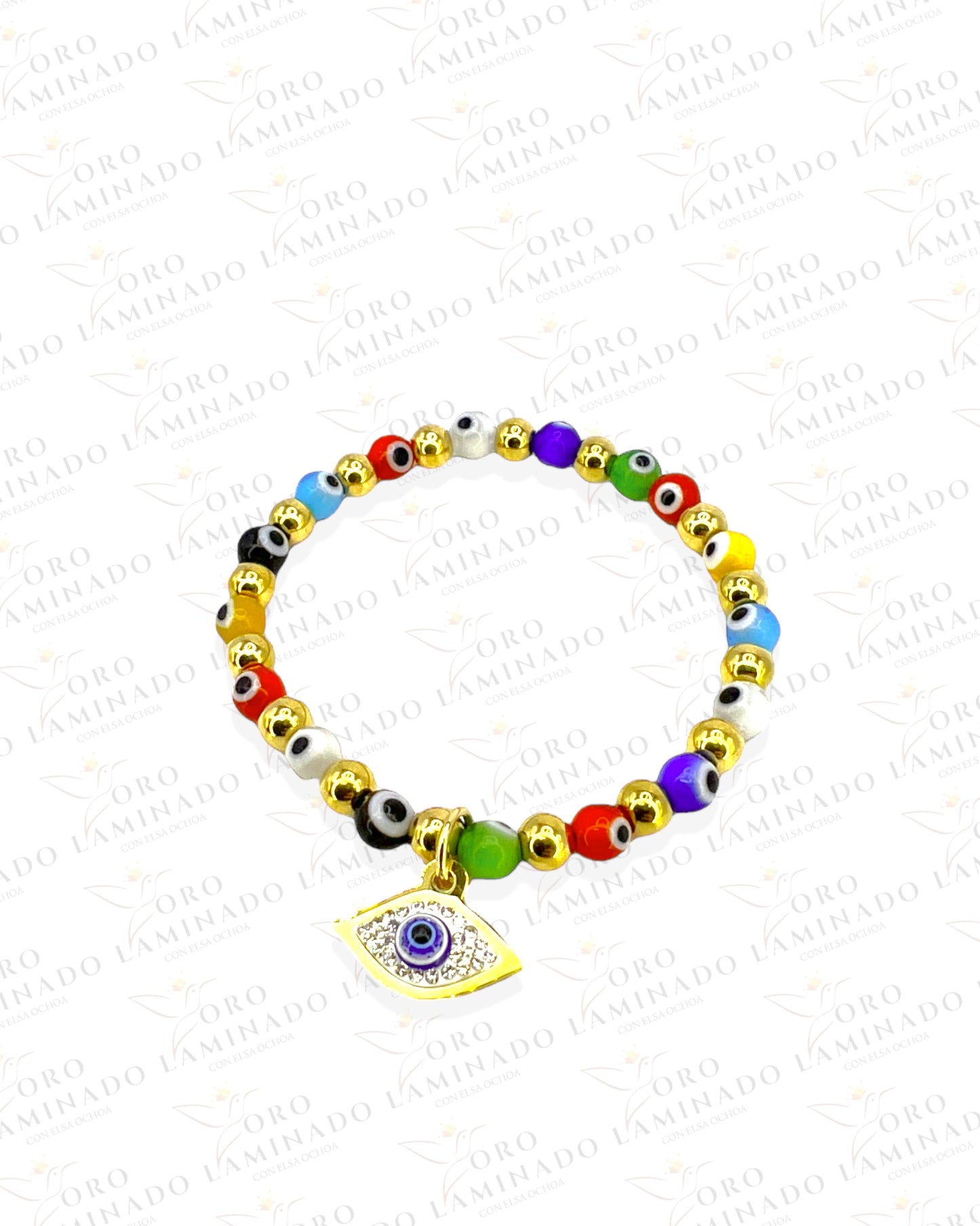 Rainbow Stretch Evil Eye Bracelet Y73
