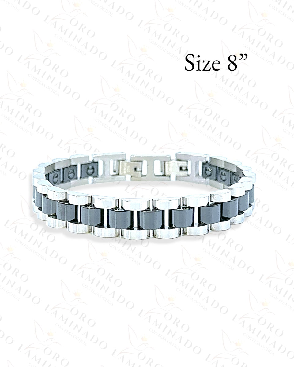 High Quality Black and SIlver Bracelet Size 8 R28