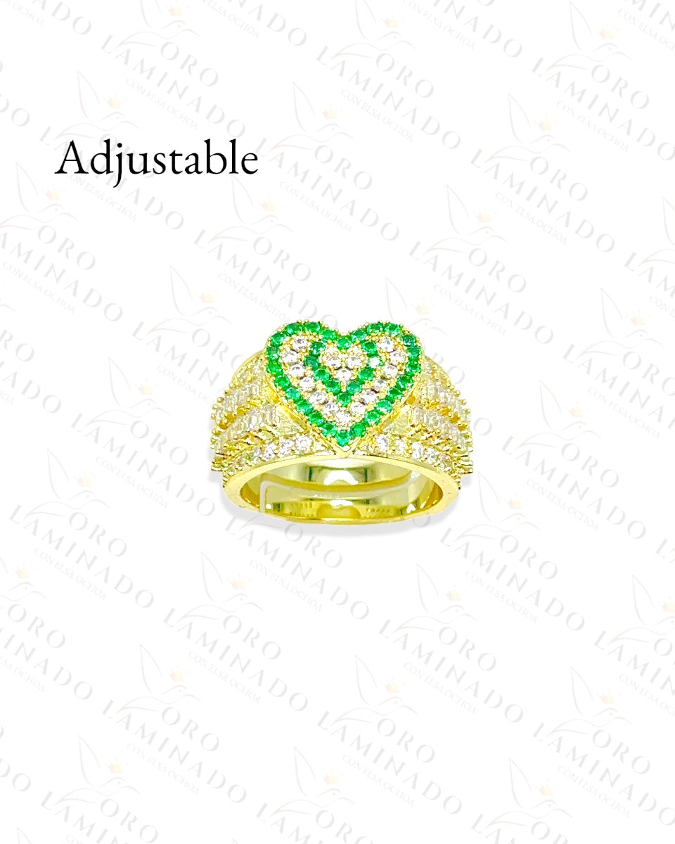 Green Heart Adjustable Ring C277A