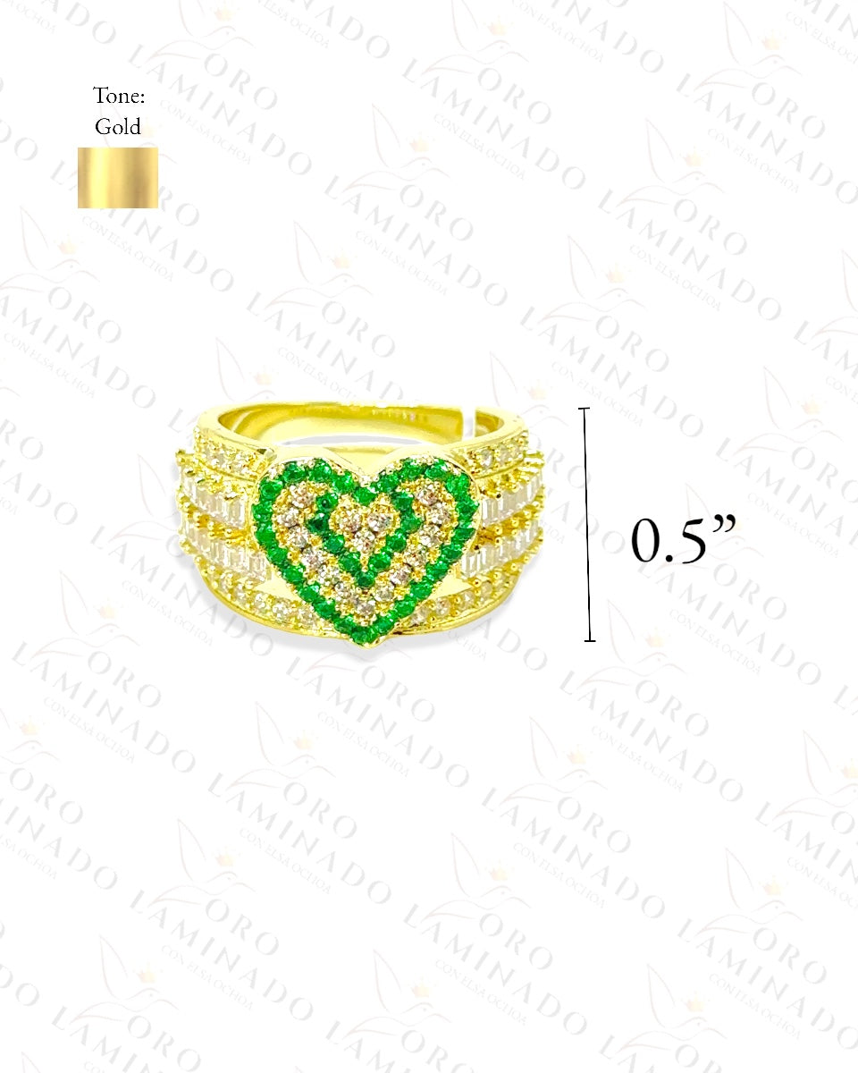 Green Heart Adjustable Ring C277A