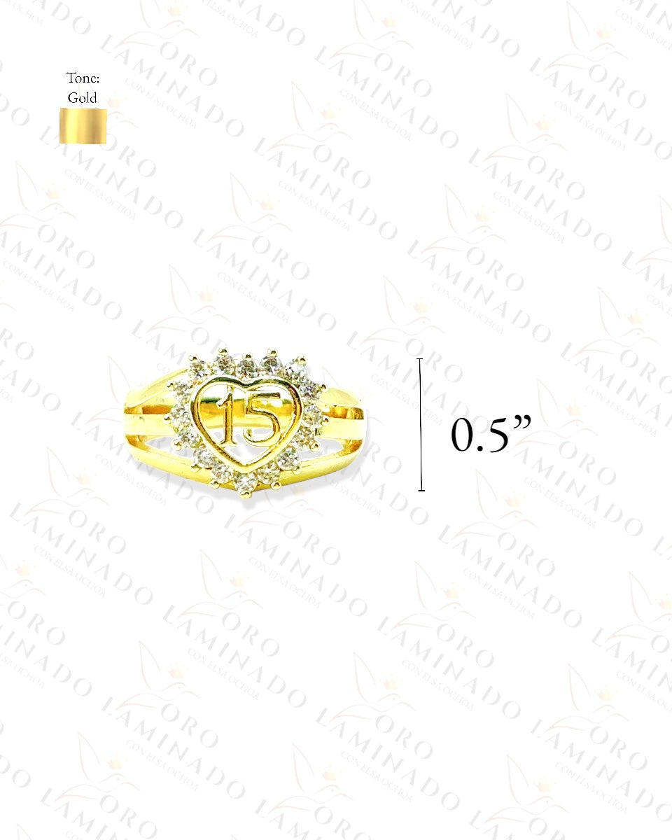 High Quality "15" Quinceañera Heart Ring C287A