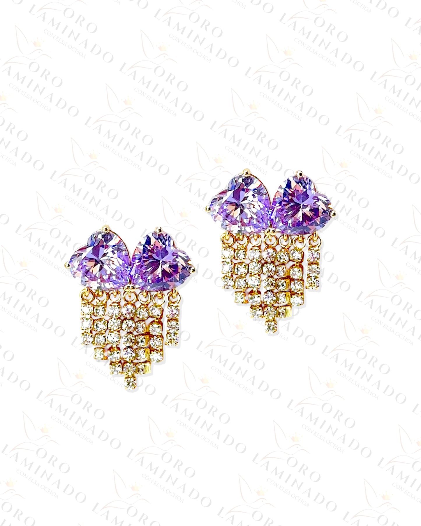 High Quality Double Purple Heart Earrings C314
