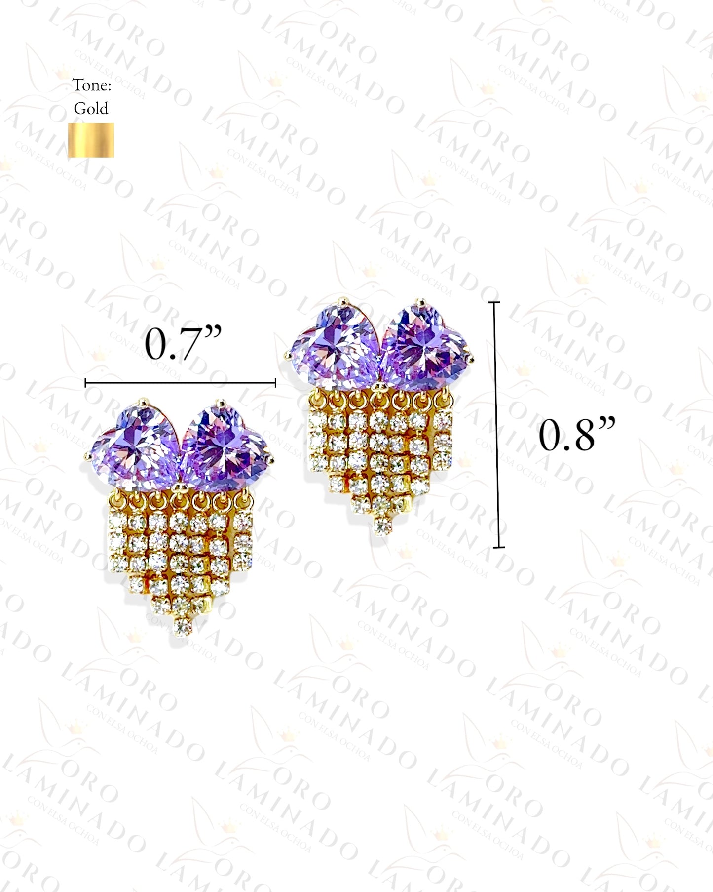 High Quality Double Purple Heart Earrings C314