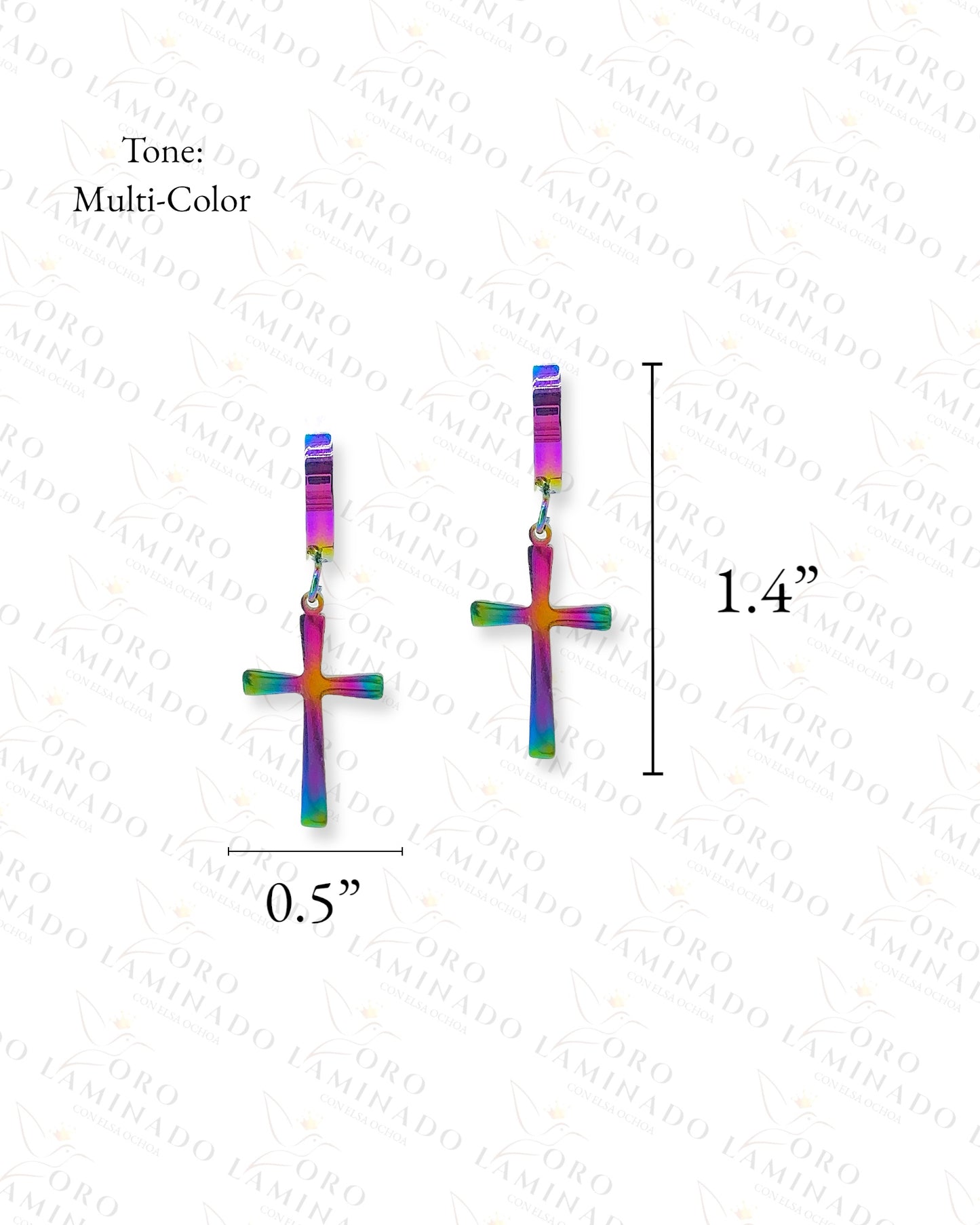 Stainless Steel Multi-Color Cross Men Earrings C345