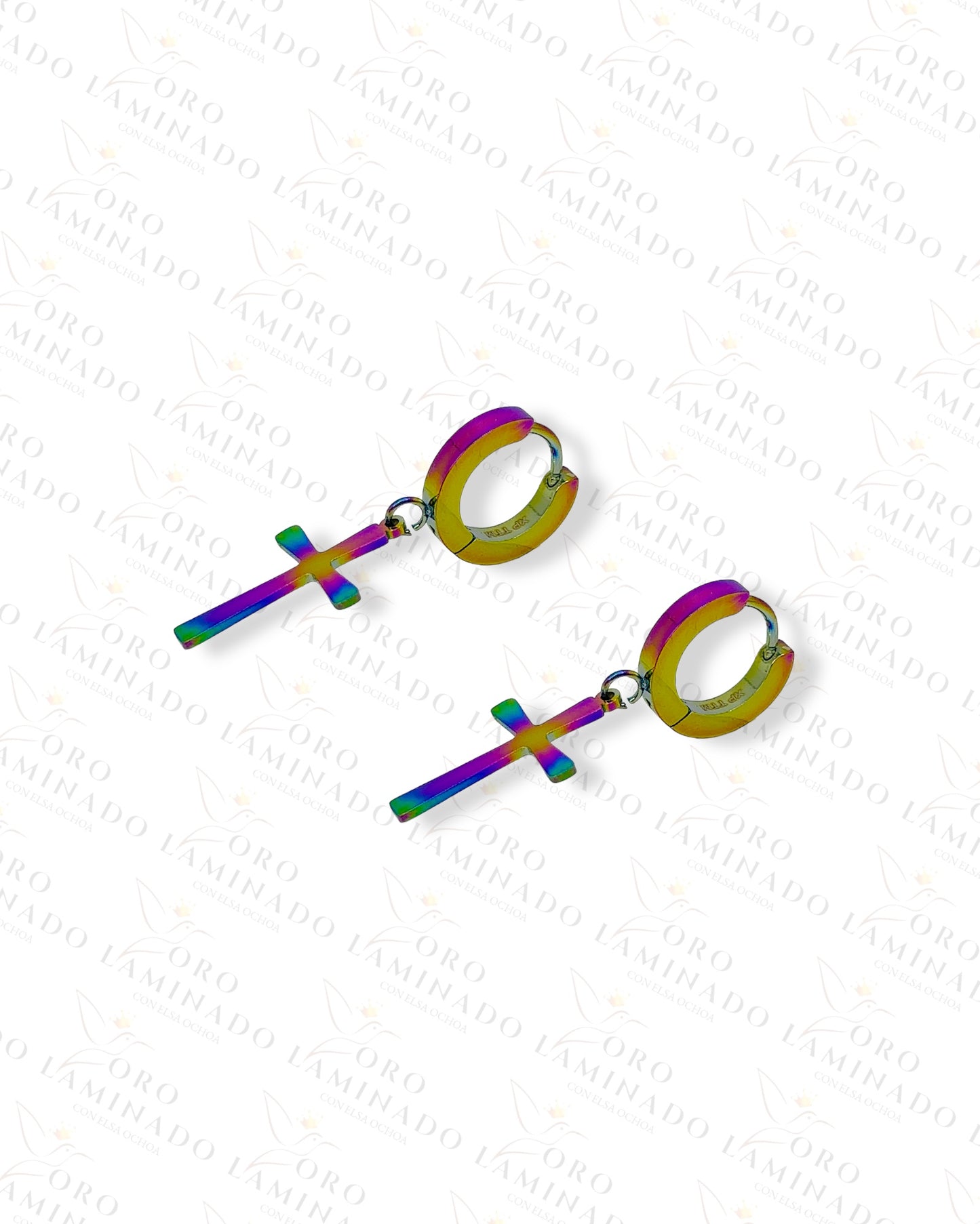 Stainless Steel Multi-Color Cross Men Earrings C345