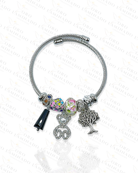 Bear and Tree Charm Bracelet C346