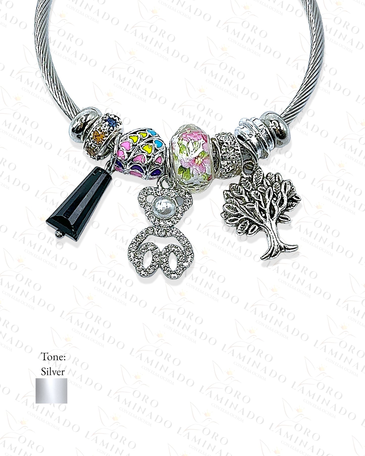 Bear and Tree Charm Bracelet C346