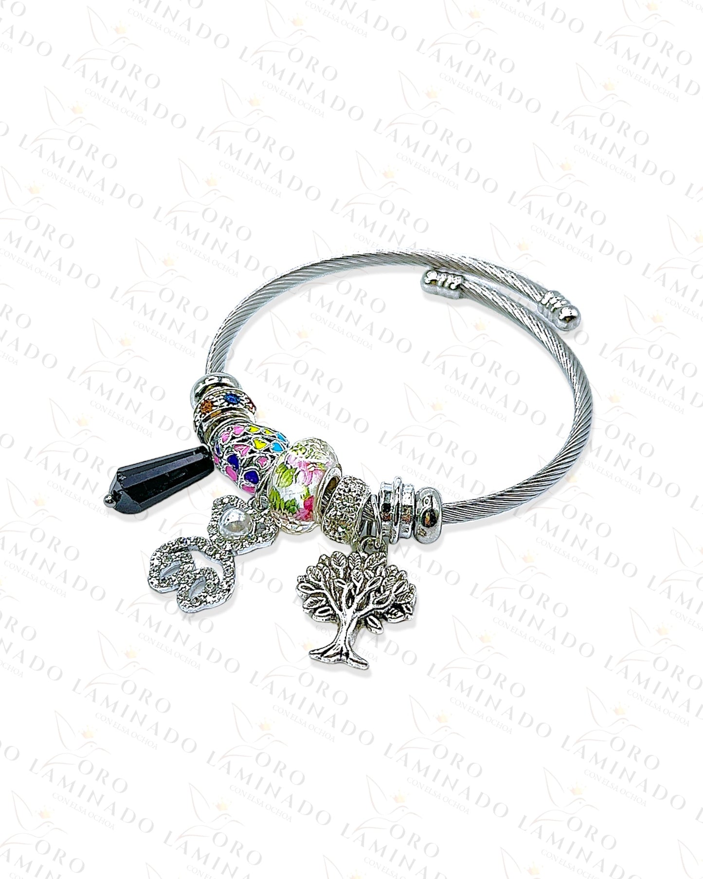 Bear and Tree Charm Bracelet C346