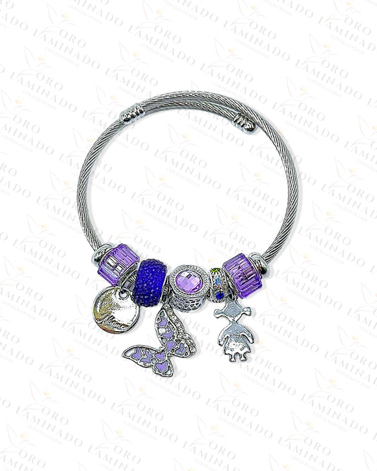 Purple Butterfly Charm Bracelet C347