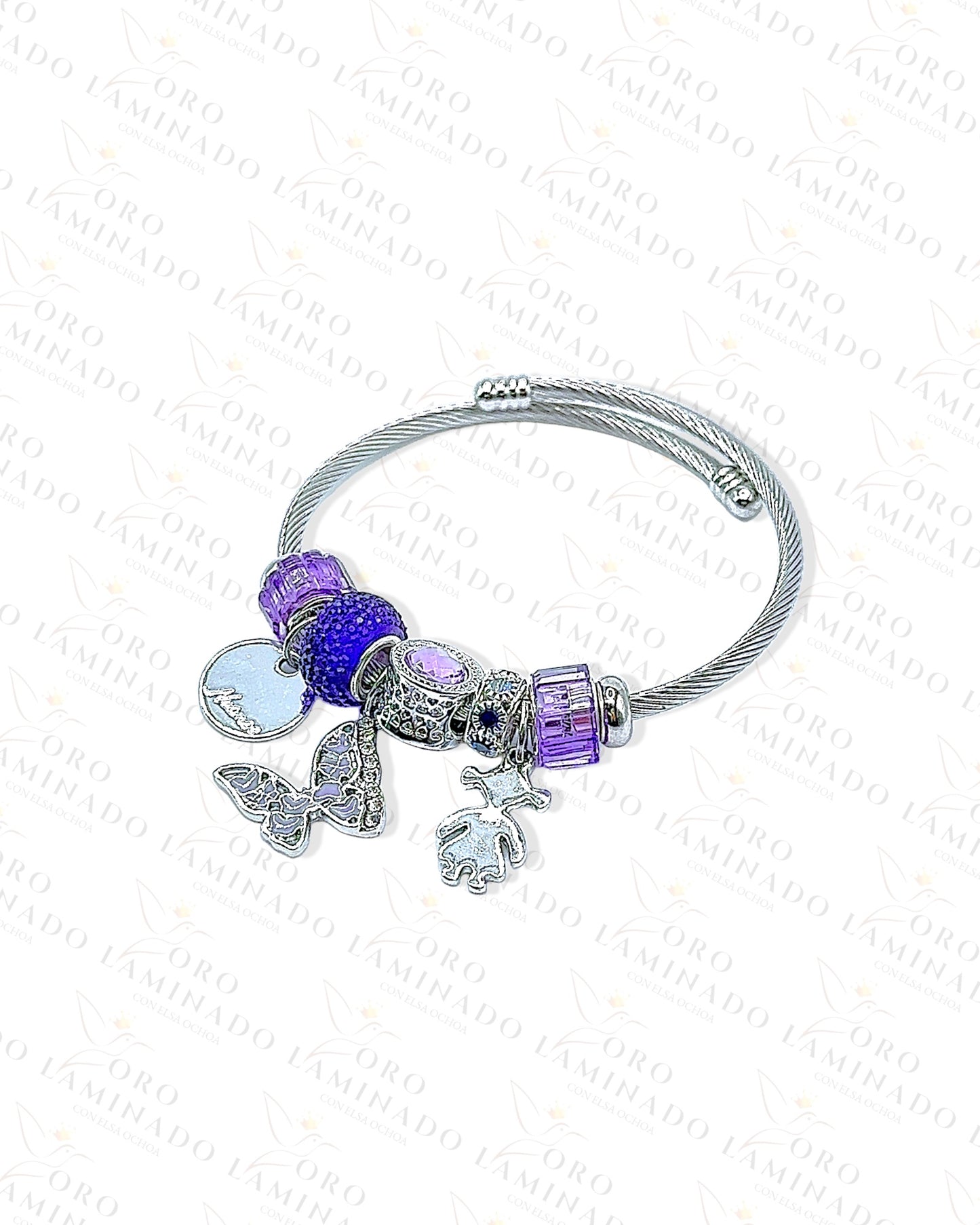 Purple Butterfly Charm Bracelet C347