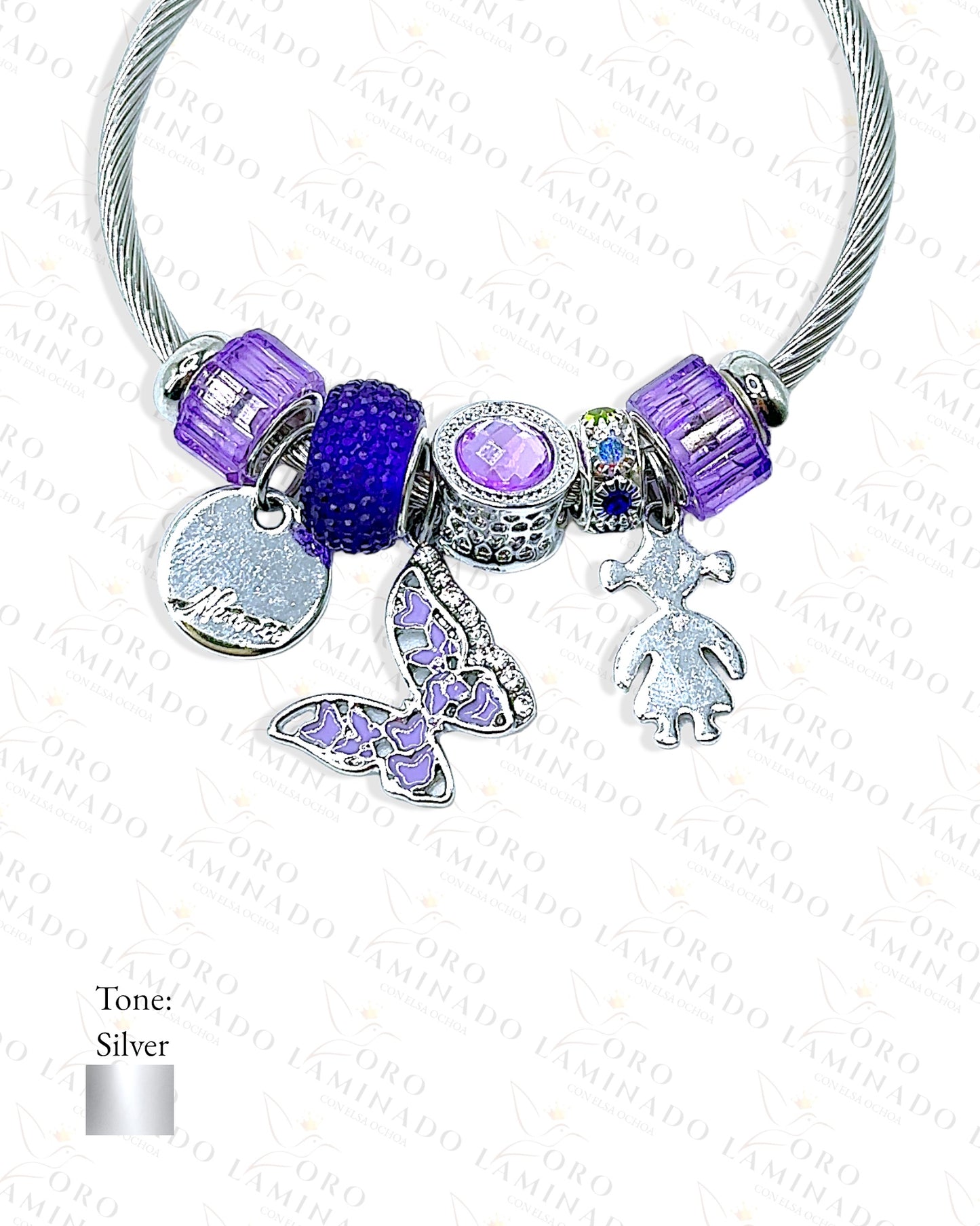 Purple Butterfly Charm Bracelet C347