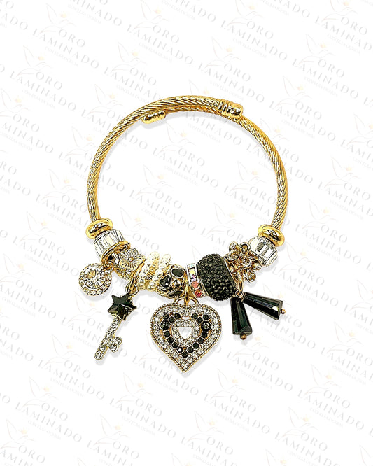 Black Heart Charm Bracelet C352