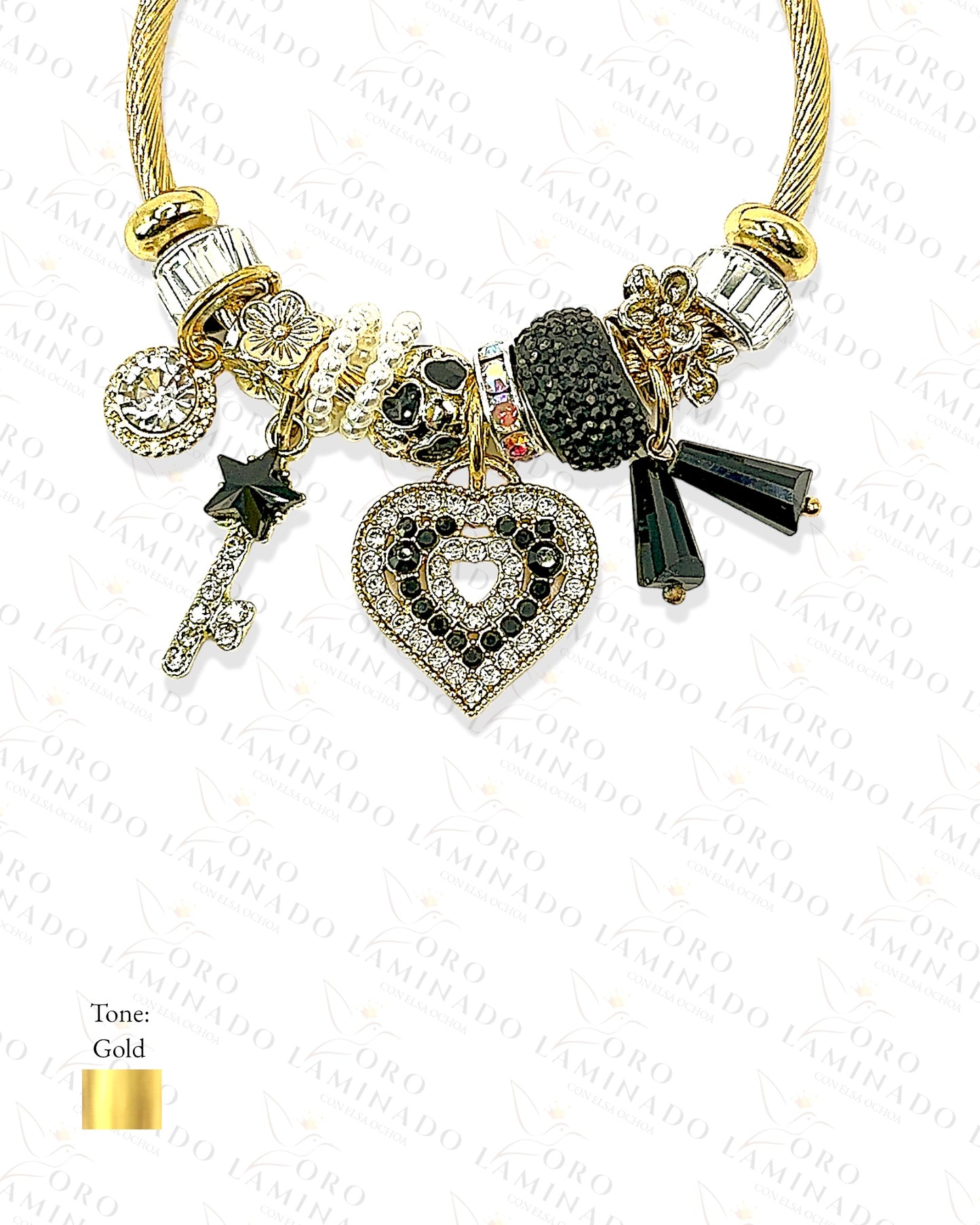 Black Heart Charm Bracelet C352