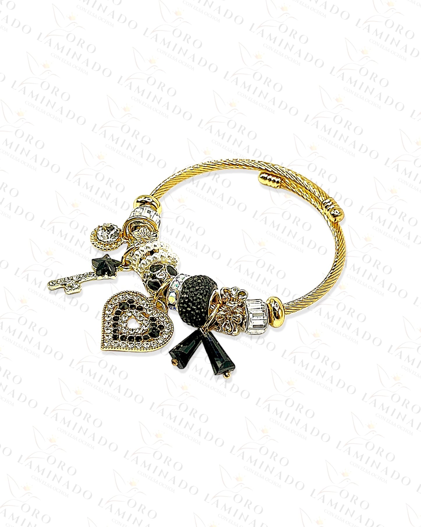 Black Heart Charm Bracelet C352