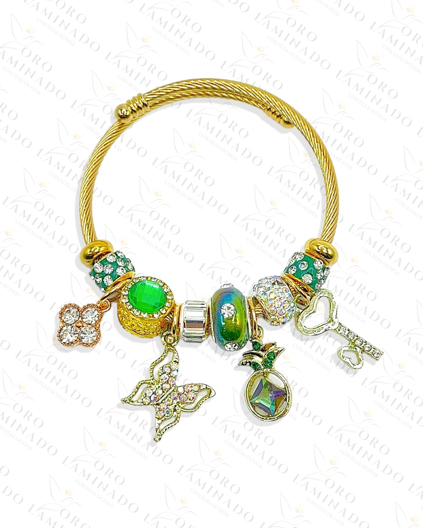 Green Butterfly Charm Bracelet C354