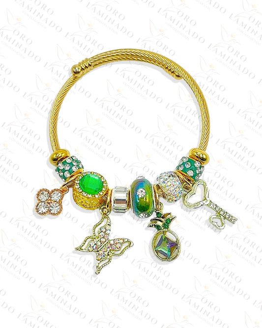 Green Butterfly Charm Bracelet C354