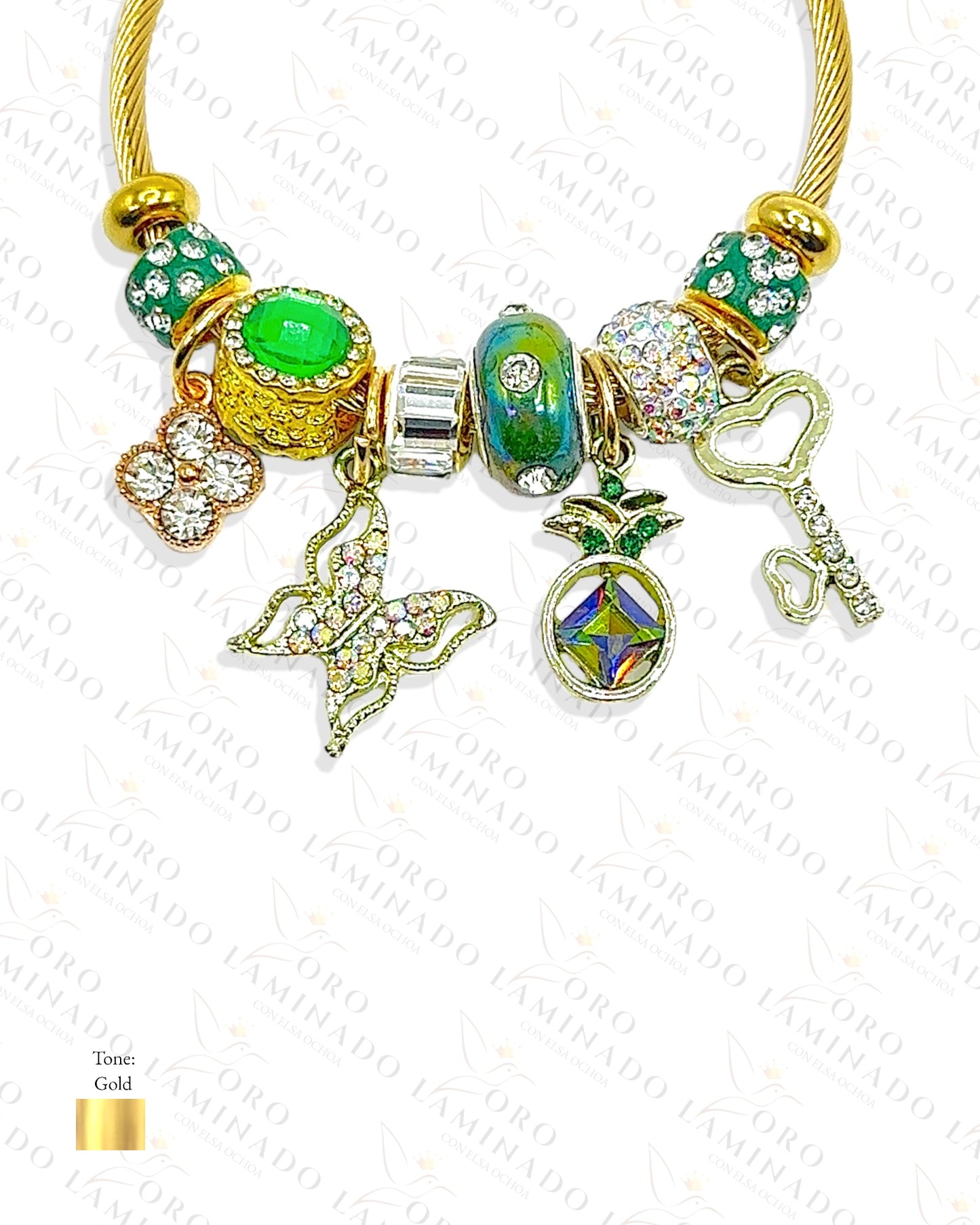 Green Butterfly Charm Bracelet C354