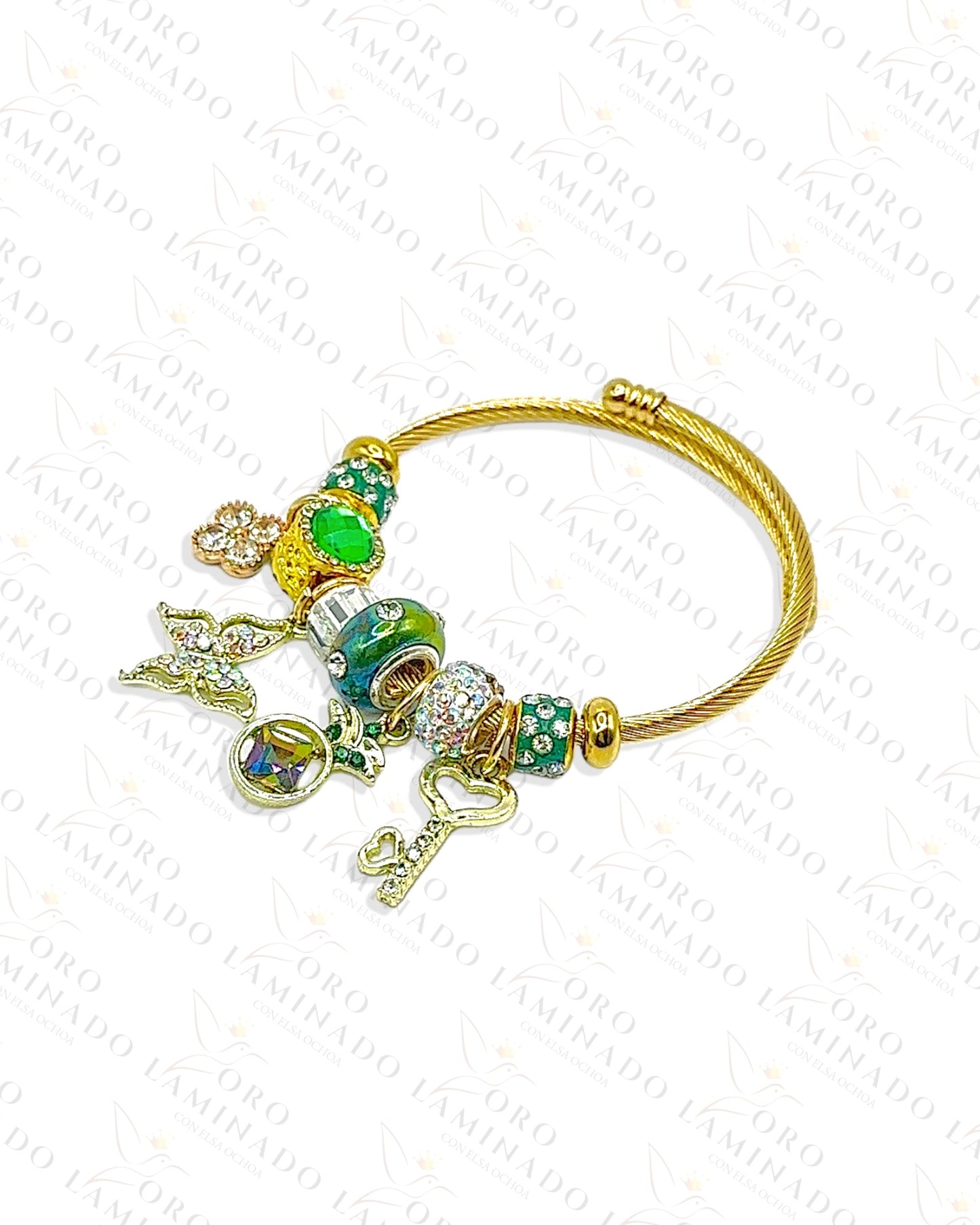 Green Butterfly Charm Bracelet C354