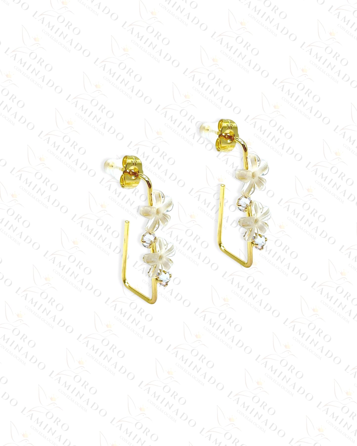 High Quality Square Flower Earrings Y78