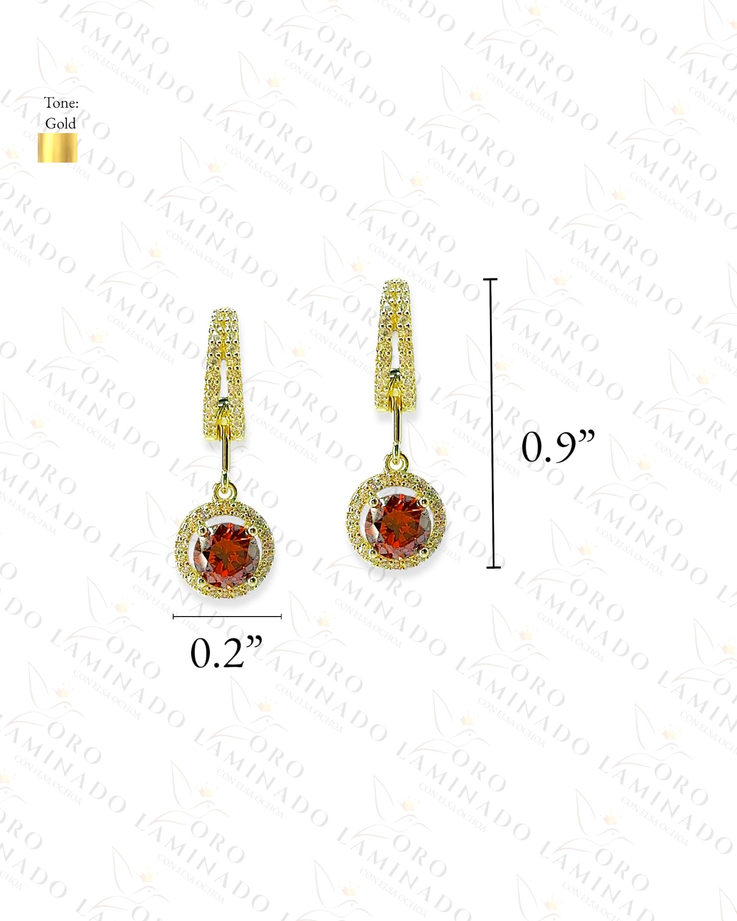 High Quality Red Stone Hoop Earrings Y370