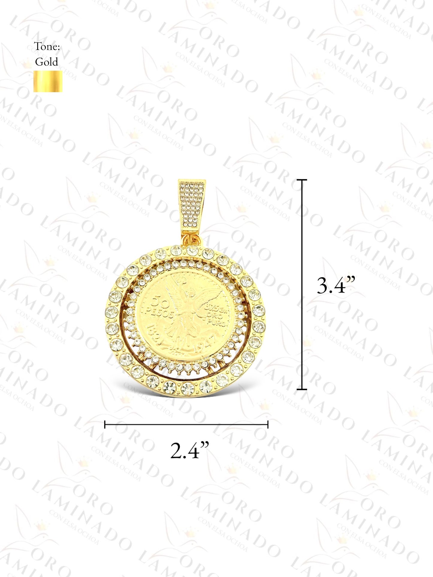 Gold Filled Spinning 50 Pesos Centenary Pendant R19