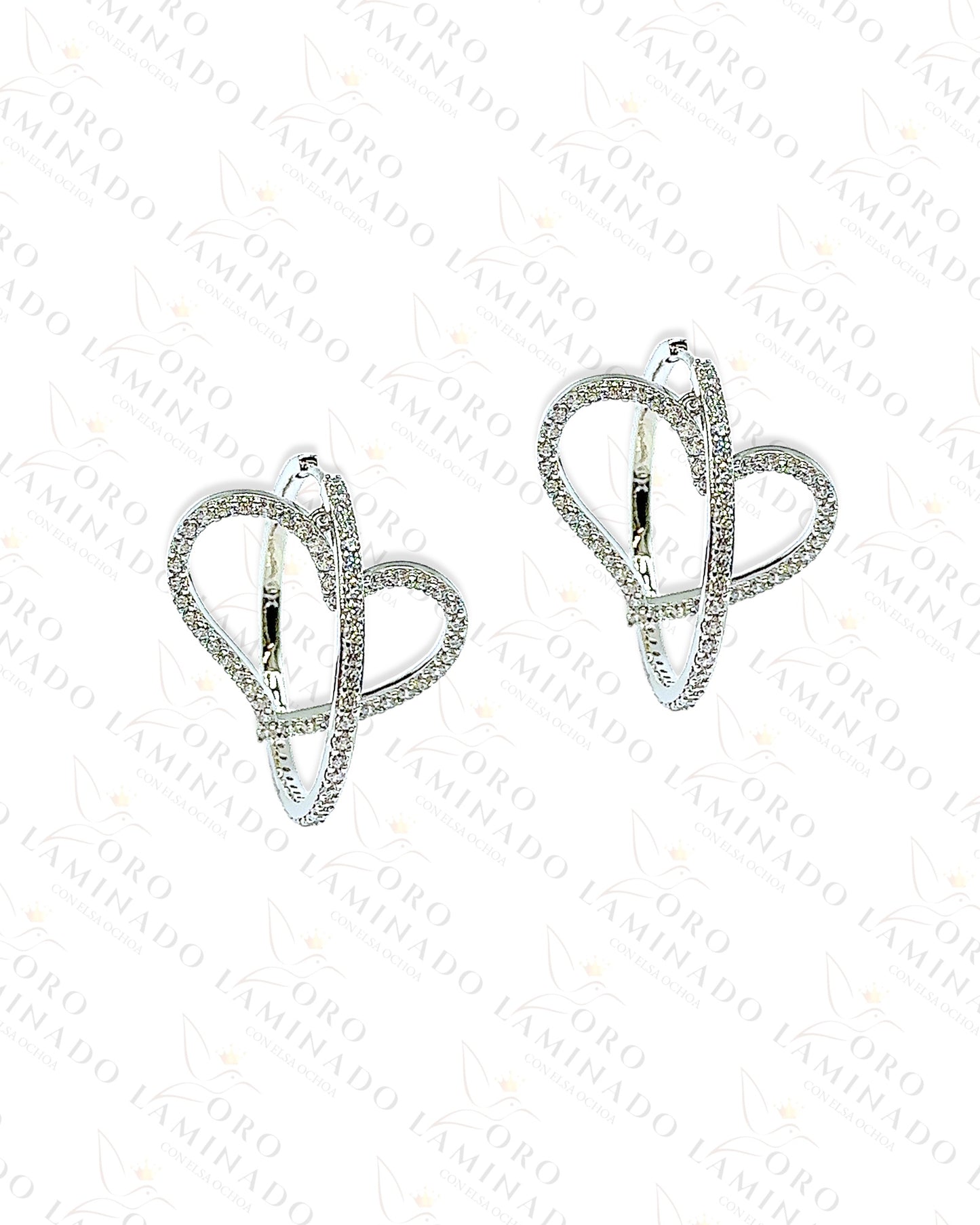 High Quality Silver Heart Hoop Earrings Y378