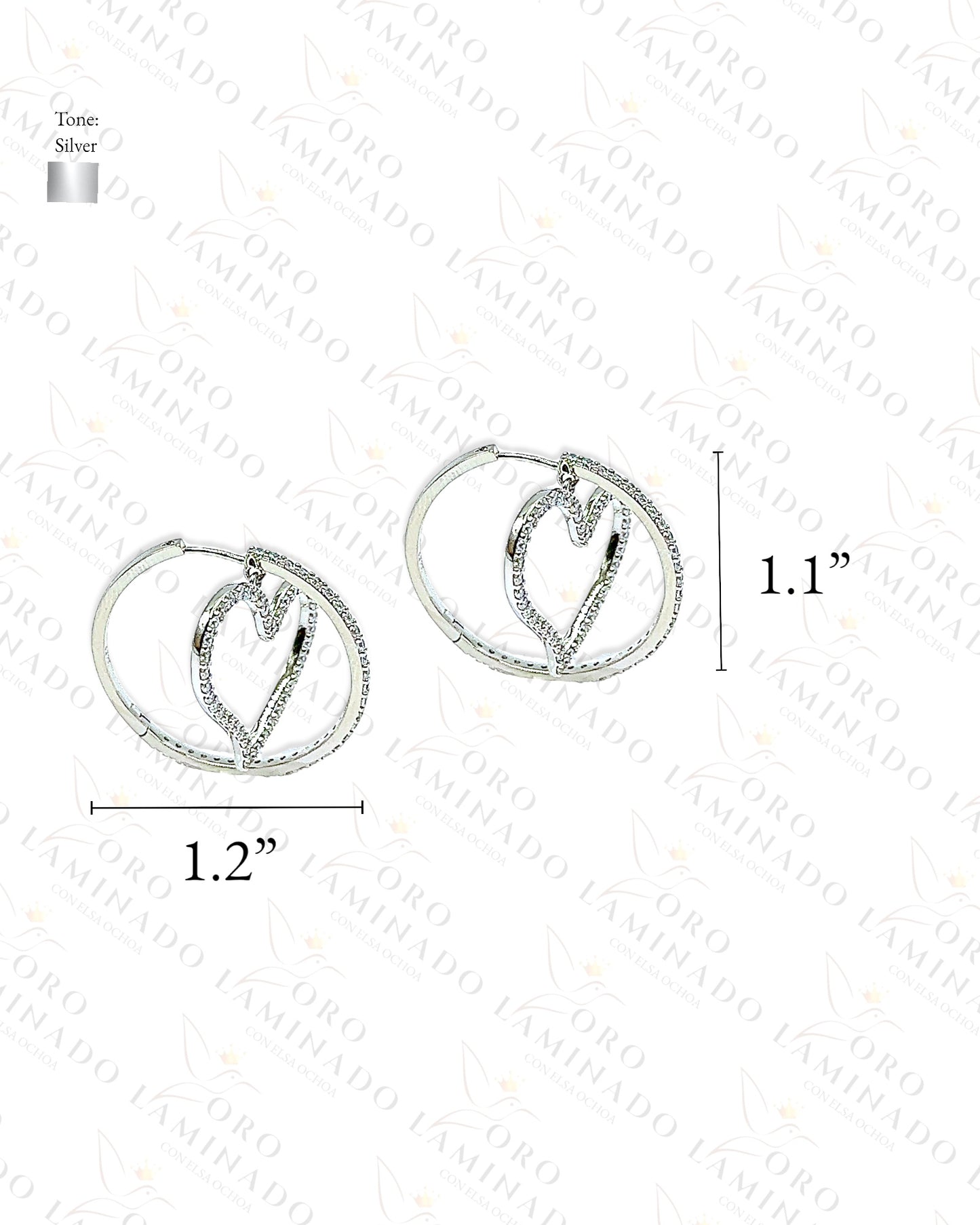 High Quality Silver Heart Hoop Earrings Y378