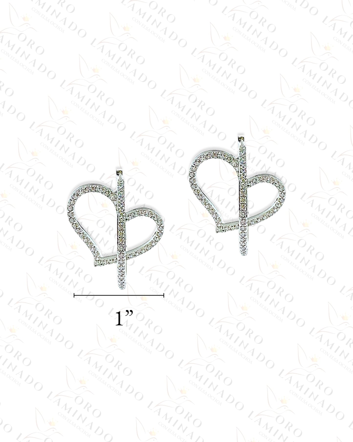 High Quality Silver Heart Hoop Earrings Y378