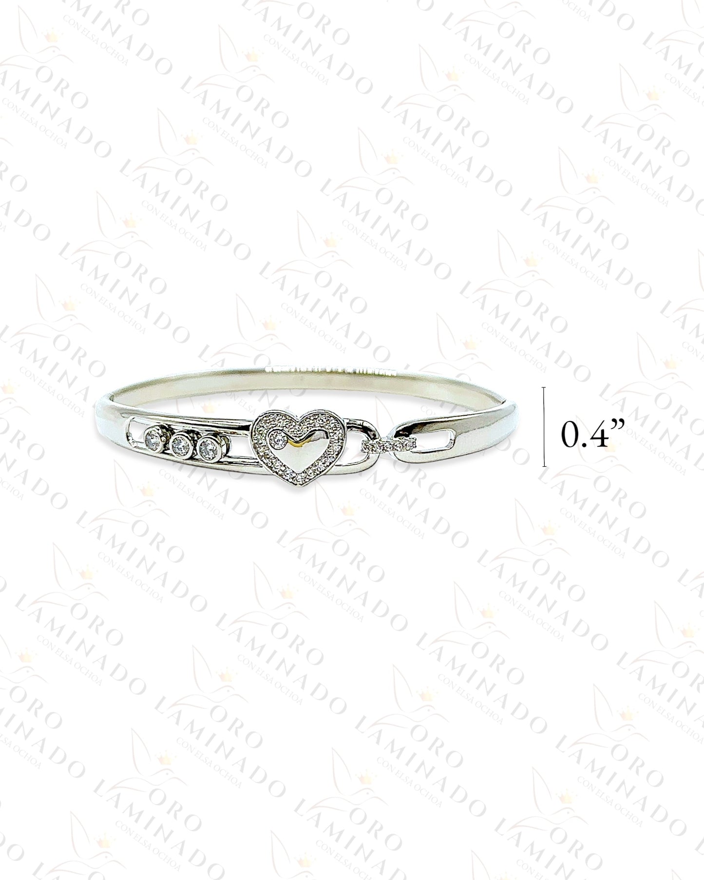 High Quality Silver Heart Bangle Bracelet Y391