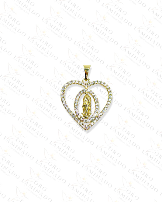 Gold Filled Virgen de Guadalupe Heart Pendant Y399