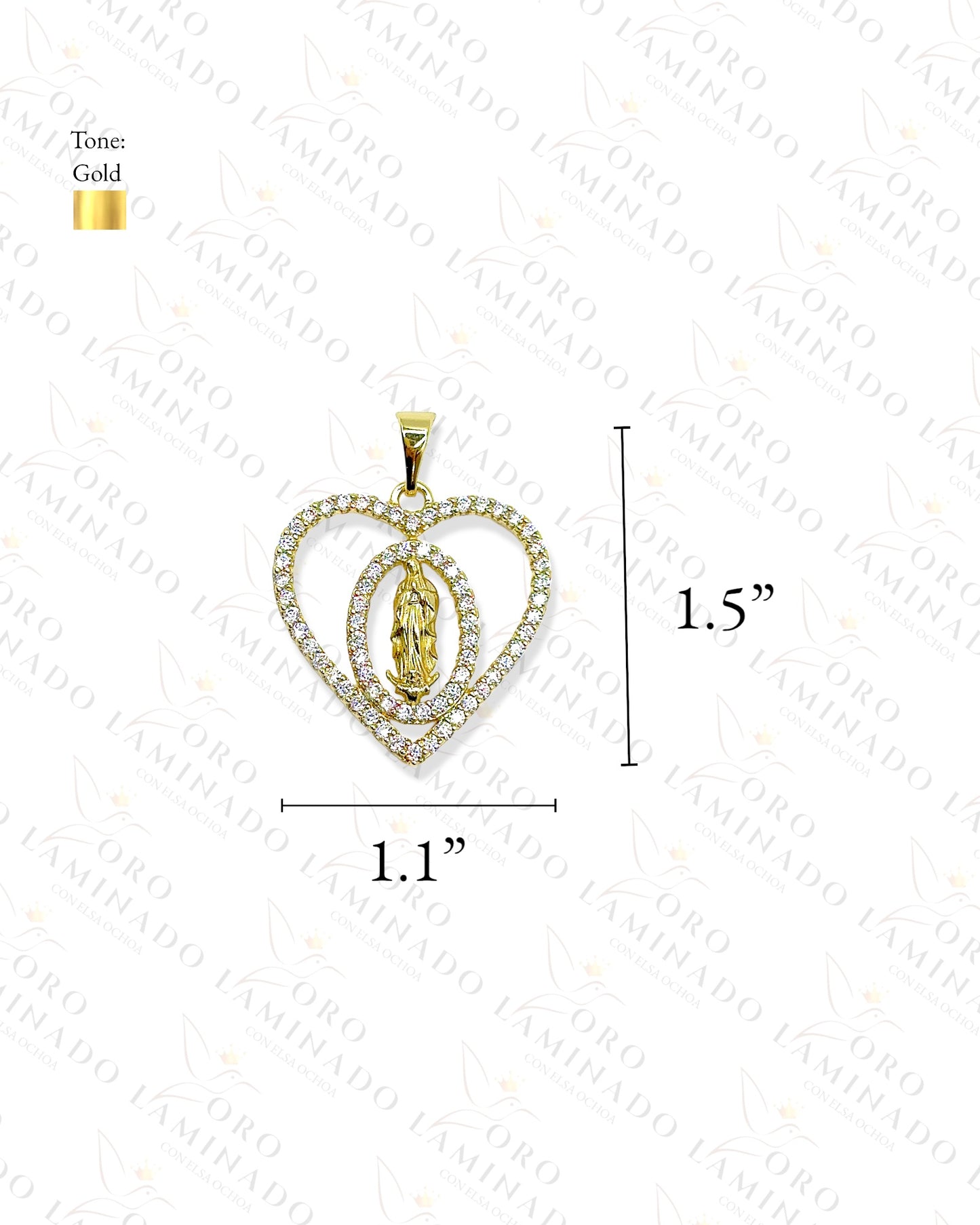 Virgen de Guadalupe Heart Pendant Y399