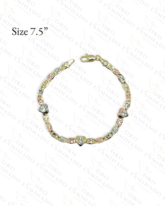 Three Tones Heart Bracelet Y413