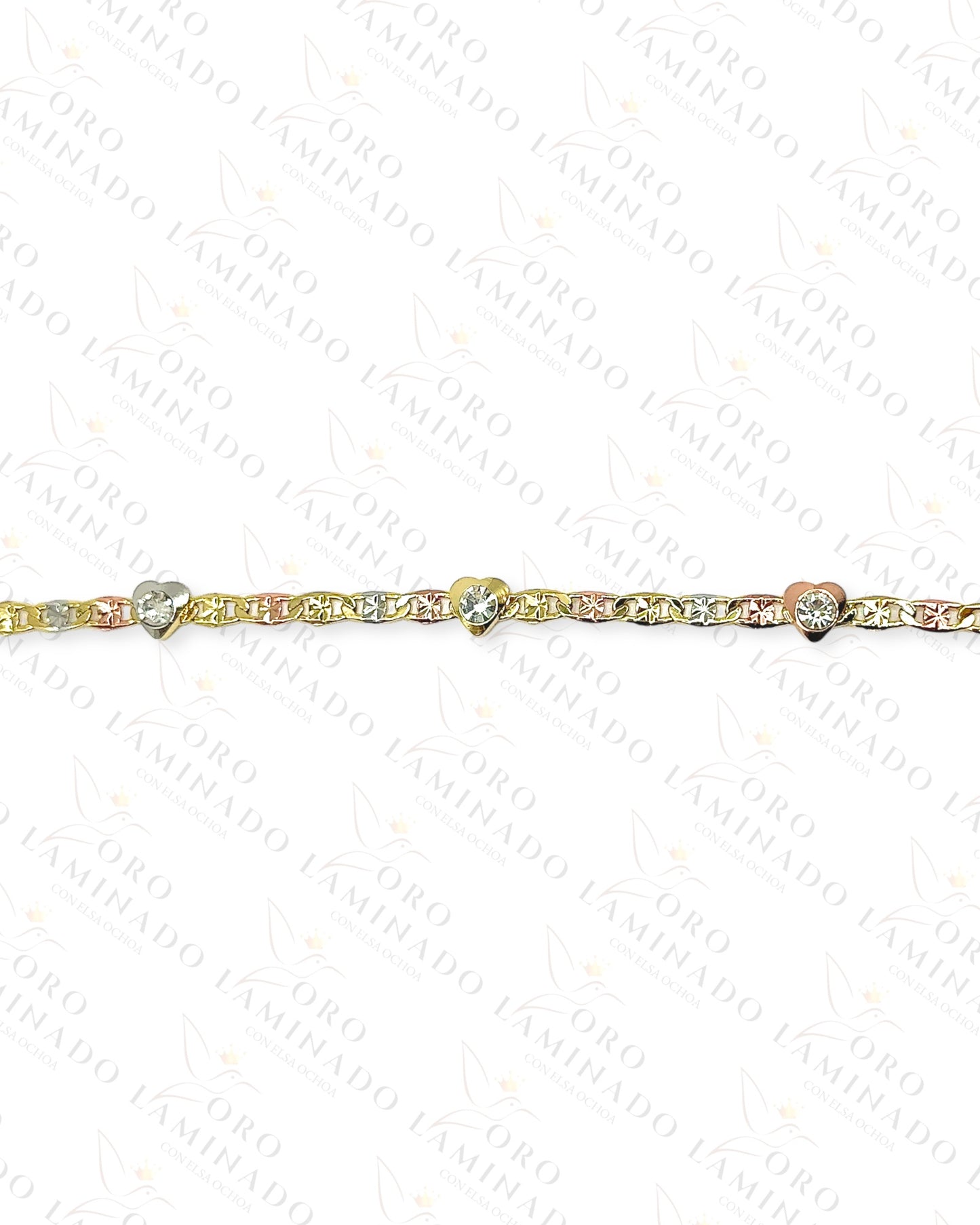 Three Tones Heart Bracelet Y413