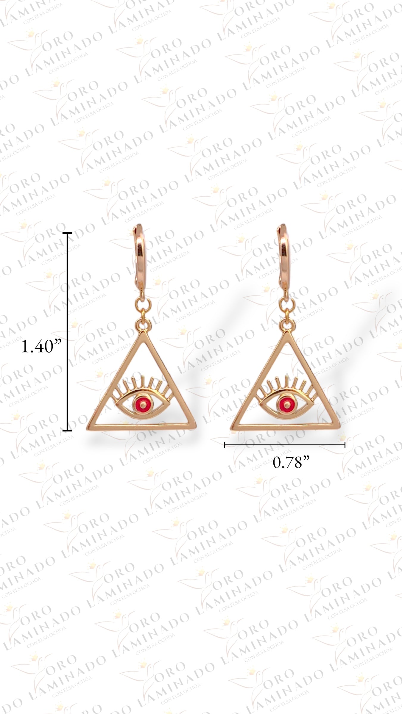 Rose gold earrings with red eye design G210