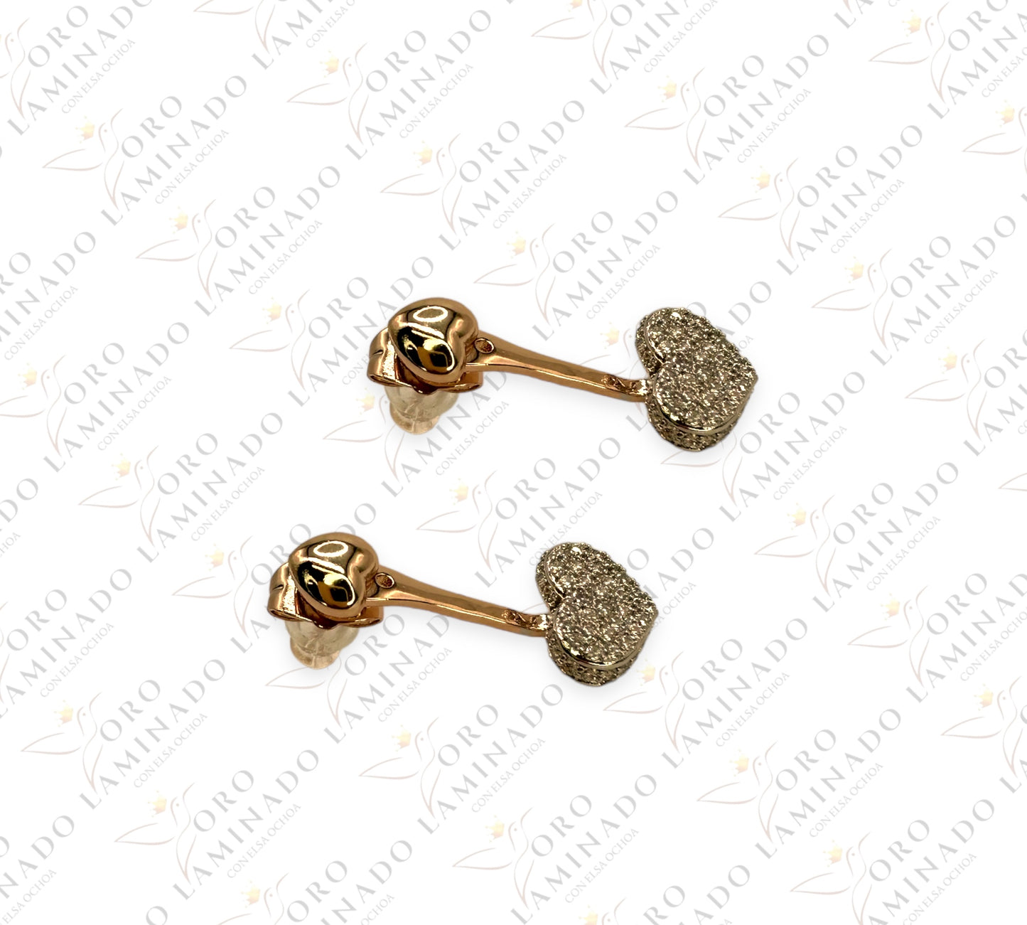 Zirconia pave double heart earring G217