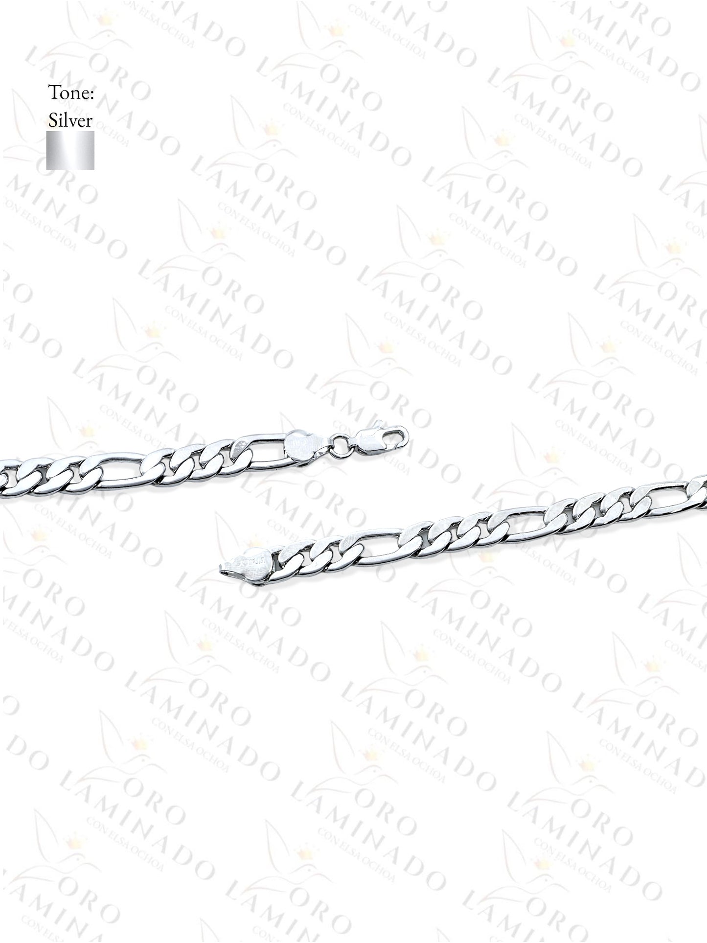 Silver Figaro Pack of 3 Chains Size 26" 9mm B198