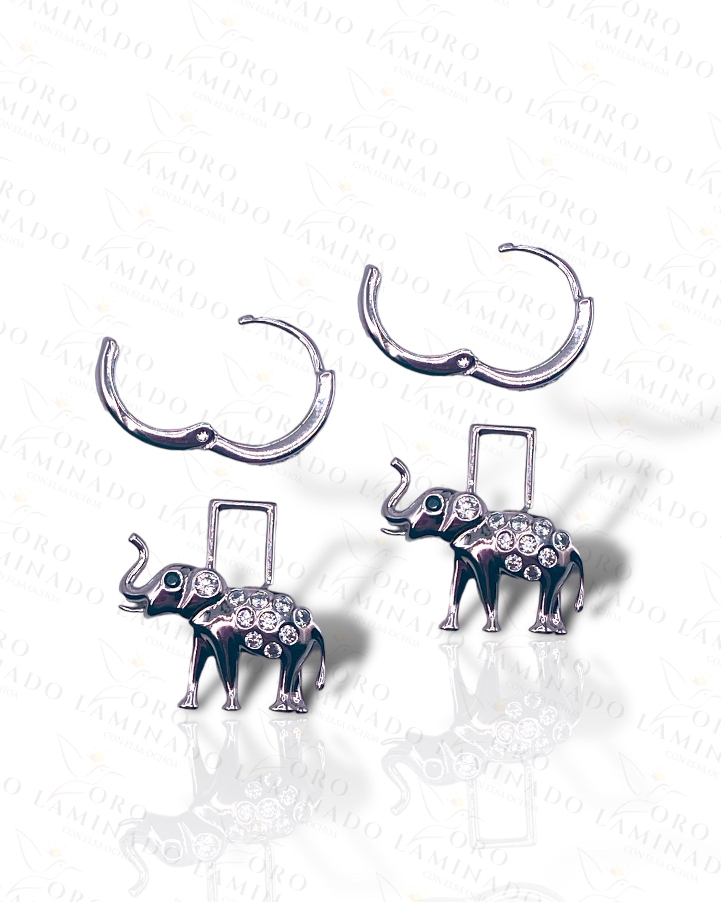 High Quality  Silver Elephant Hoop Earrings C191