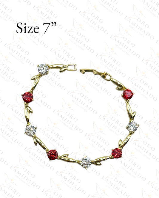 High Quality Petals Bracelet with Red and White Stones Y445